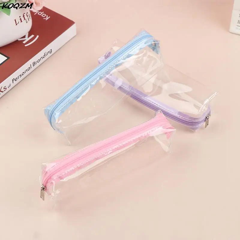 

New Style Transparent Zipper Pencil Case Pen Bag Cosmetic Makeup Pouch Sundries Organizers Stationery Gifts School Supplies 2022