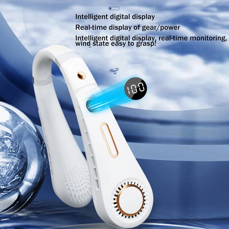 

AD-Portable 2400 подвесной шейный вентилятор, складные летние воздухоохлаждающие USB перезаряжаемые безлопастные бесшумные наружные вентиляторы с шейным ободом