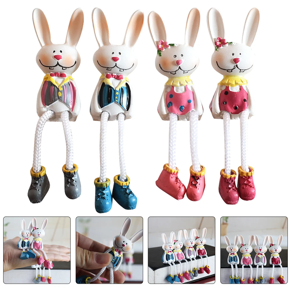 

4Pcs Bunny Dolls Adornment Desktop Resin Artware Decorative Ornaments for Home