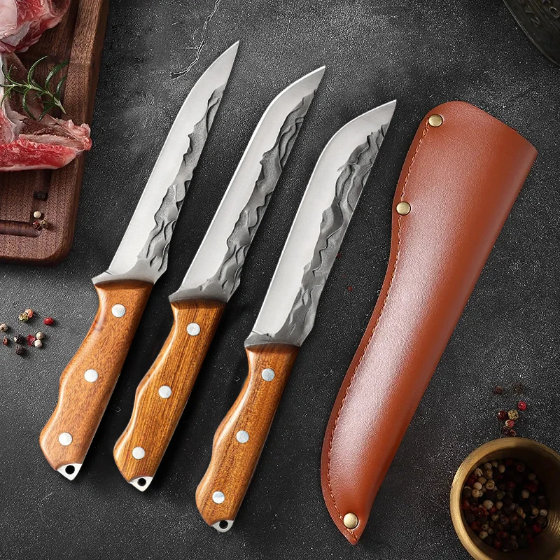 

Forged Kitchen Knives 5Cr15Mov Stainless Steel Meat Cleaver Fish Fruit Boning Knife Hunting Professional Chef Butcher Knife Set