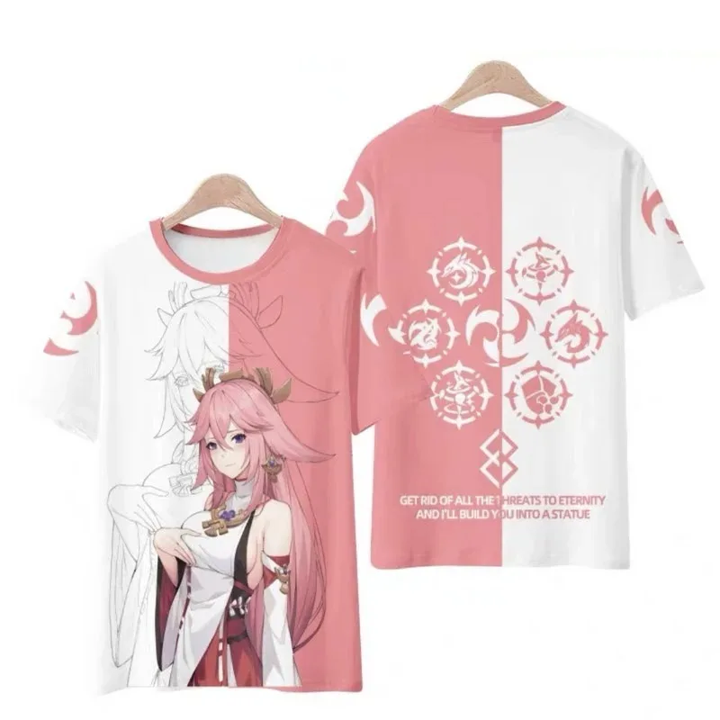 Yae Miko-Women's Genshin Impact 3D футболки игровые Уличная Повседневная одежда Camiseta extragrande Y2K