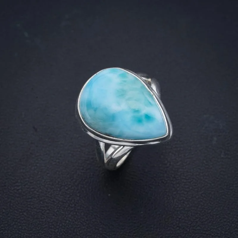 

StarGems Natural Larimar Handmade 925 Sterling Silver Ring 7 F0805