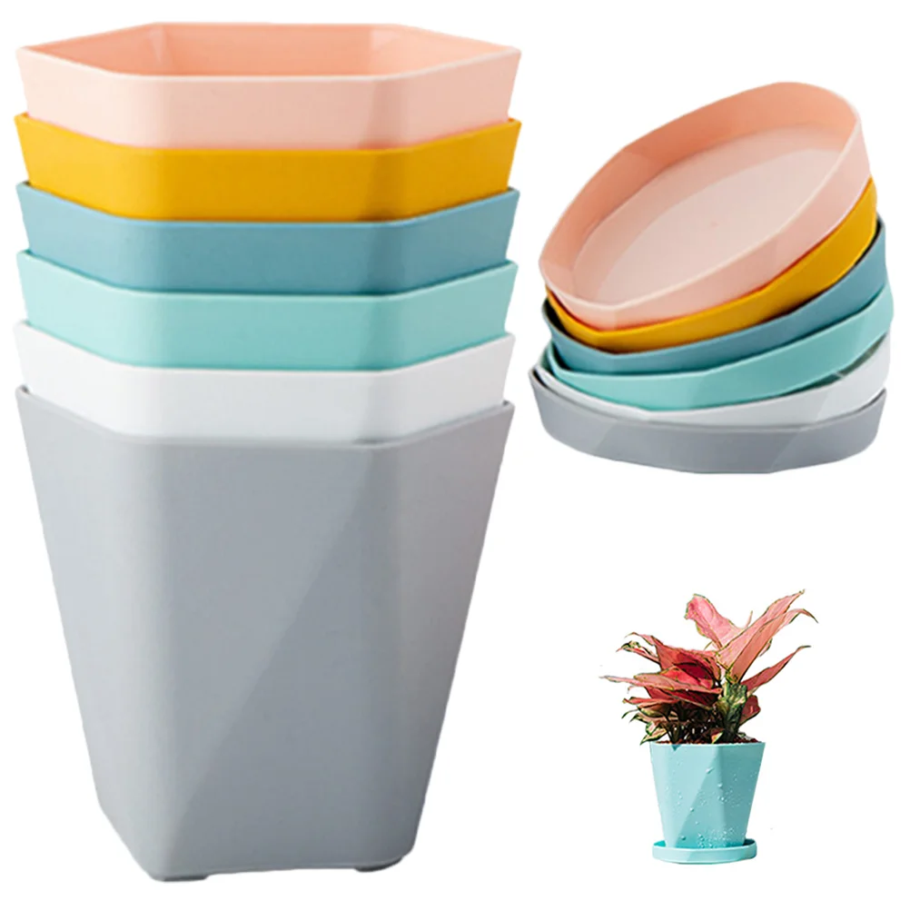 

Flowerpot Garden Planting Tools Nursery With Tray Succulent Container Home Outdoor Pots Trays