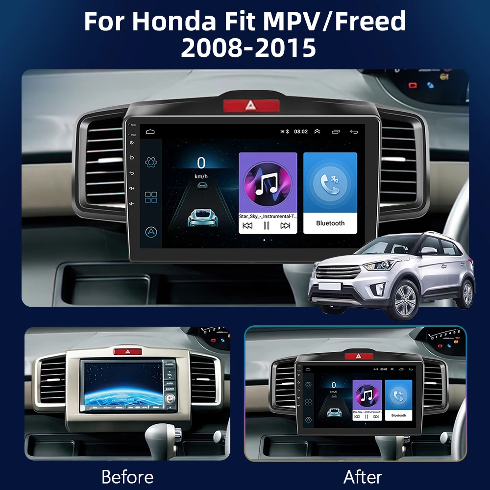 Автомобильный мультимедийный видеоплеер Podofo автомагнитола 2DIN с 4G CarPlay для Honda Freed