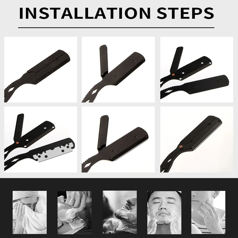 Новый полый прямой парикмахерский бритвенный станок из алюминиевого сплава