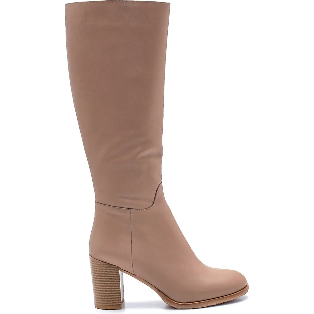 

Dorlie Women Leather Zipper High-Heeled Boots
