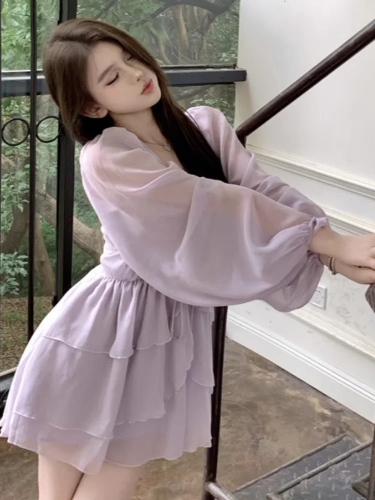 Облегающая талию допамина утягивающая шифоновая рубашка платье с оборками