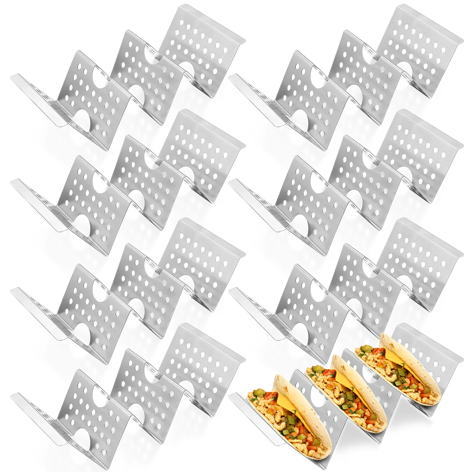 

8 Pcs Taco Display Stand Metal Holder Mexican Pancake Rack Decorative Tray Crepe Stand Corn Taco Shell Holder