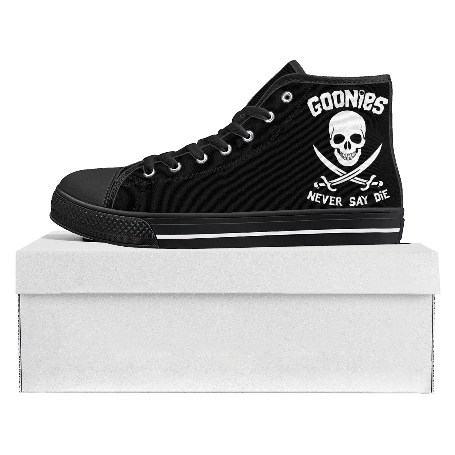 

Высококачественные кроссовки goonet Never Say Die Skull Pirate Rock, мужские и женские холщовые кроссовки для подростков, обувь на заказ для пар