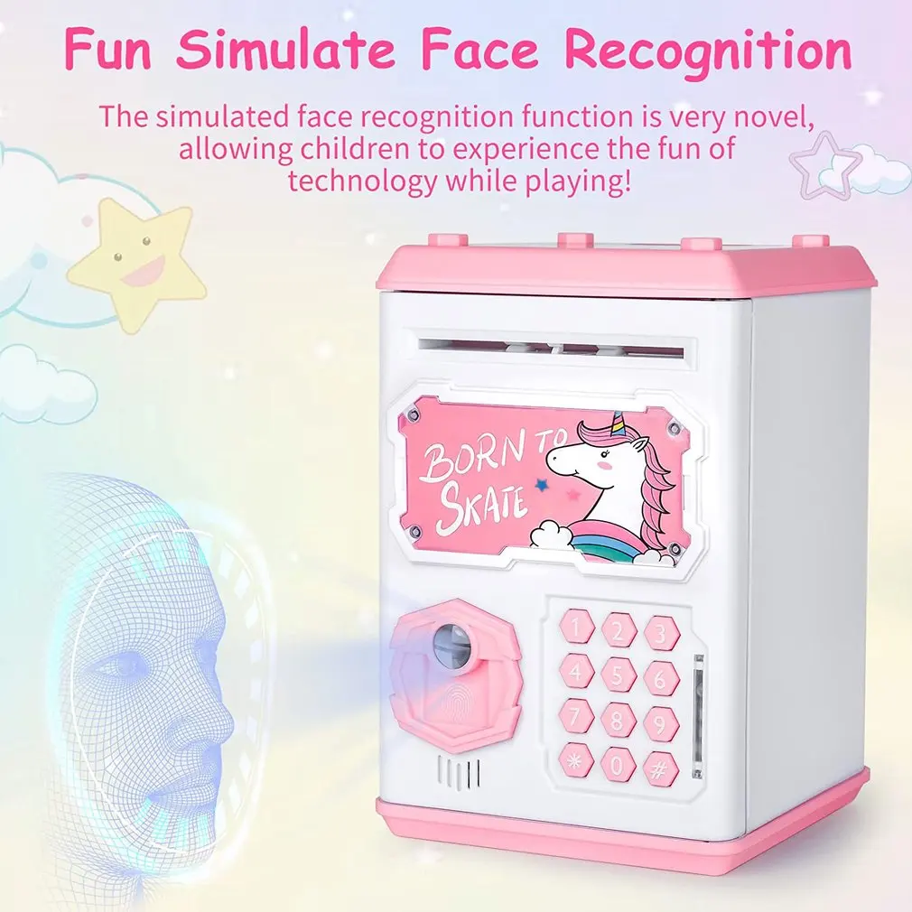 Копилка-единорог для детей, мальчиков и девочек, с функцией распознавания лица и отпечатка пальца.