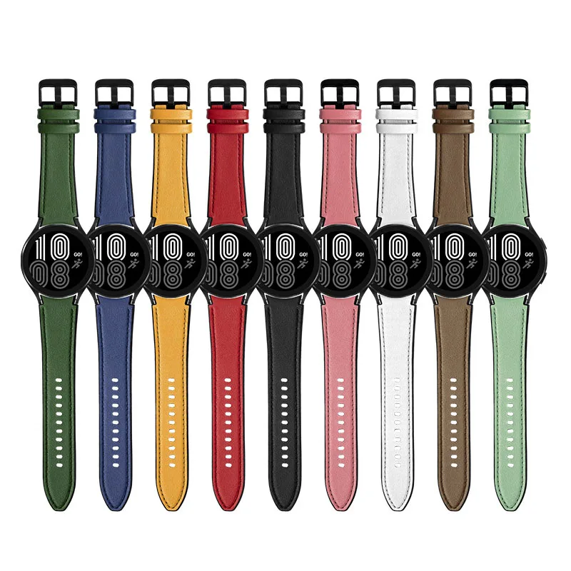 20mm Watch Strap for Samsung Watch 4 5 40mm 44mm Bracelet for Samsung Galaxy Watch 5 Pro Classic 42mm 46 Silicone+leather Bands