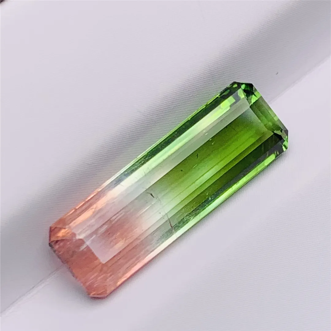 1Pcs/Lot Natural Tourmaline Loose Gemstone Rectangular Red White Green Tricolor DIY Material Valet Inlay Jewelry Man Woman