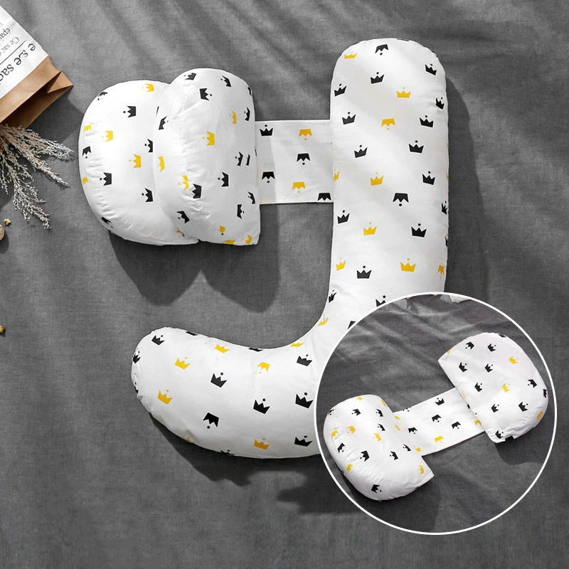 Multifunctional Pregnant Woman Side Sleeping Belly Support Pillow Simple Printing Newborn Nursing Pillow Cotton Maternity Pillow