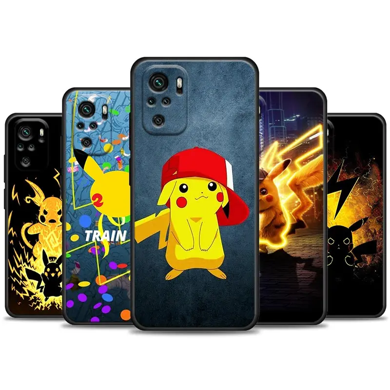 

Phone Case for Redmi Note 10 11 11S 11E 7 8 8T 9 9S 9T Pro Plus 4G 5G Soft Silicone Case Cover Japan Cartoon Pokemon Pikachu