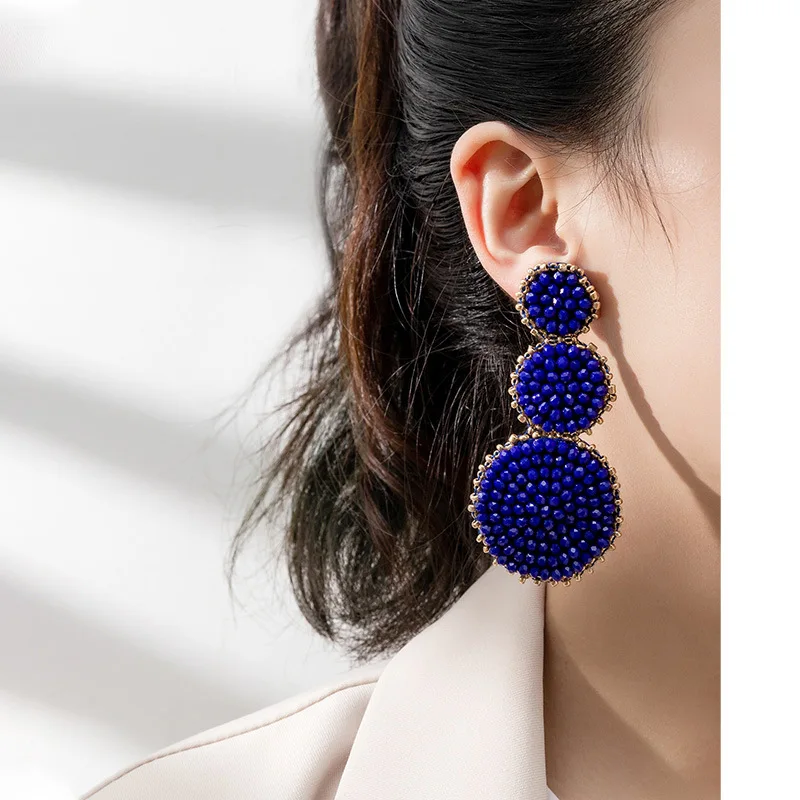 

Exquisite Small Beads Circle Earrings Fashion Long Women's Earrings Party Wedding Women Gifts