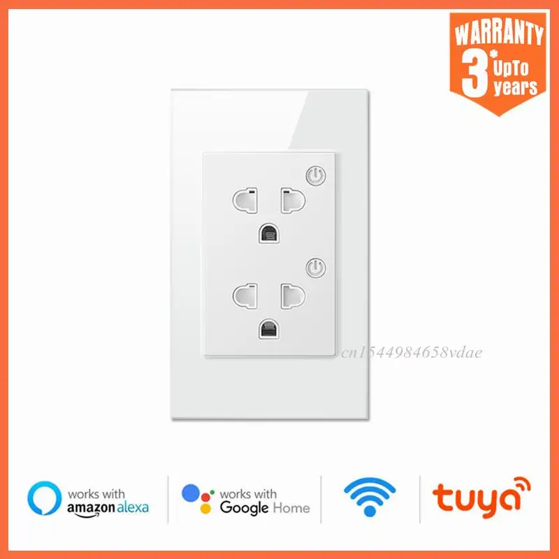 

Настенная розетка XIAOMI Tuya Smart Home, Wi-Fi розетка стандарта США с монитором питания, работает с Alexa и Google Home