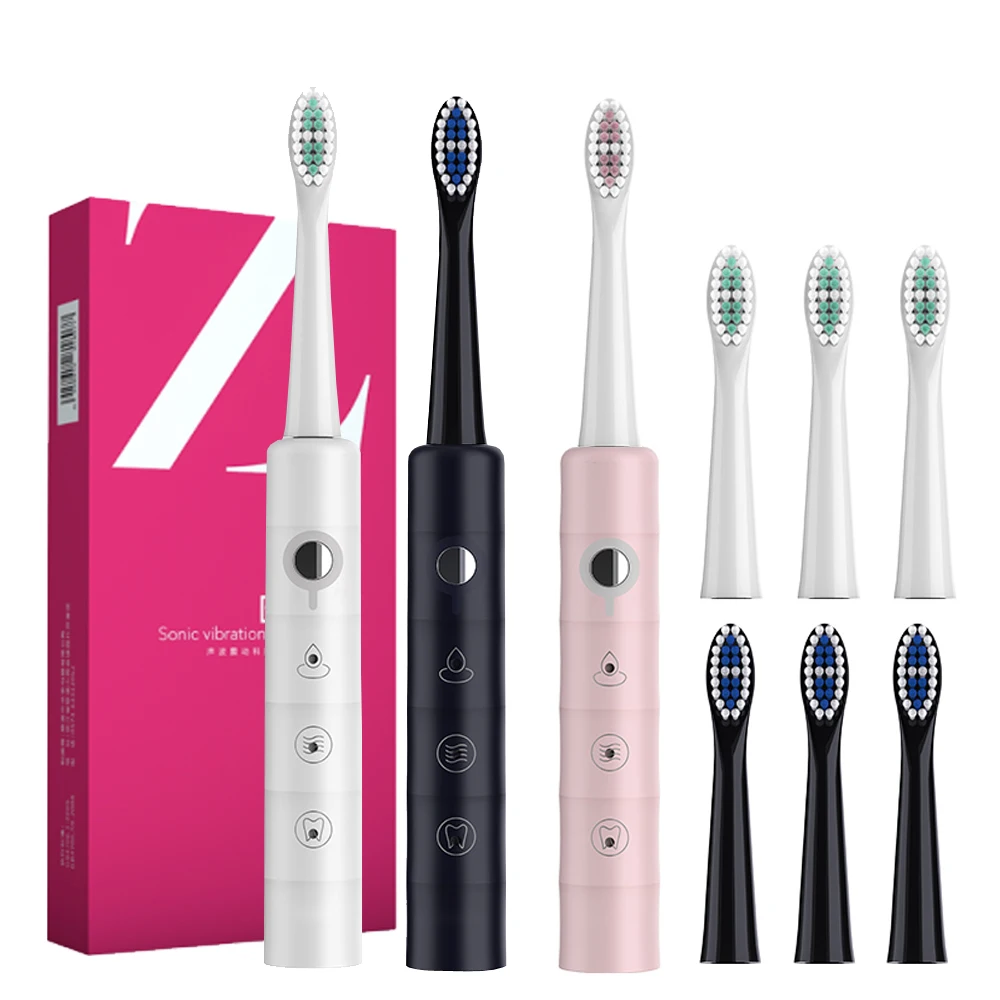 

2021 Super Sonic Electric Toothbrushes for Adults Kids Smart Timer Rechargeable Whitening Toothbrush IPX7 with 3 Brush Heads