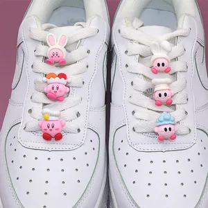 6pcs Kirby Cute Cartoon PVC Shoe Charms Funny DIY Games Figures Shoe Buckle Aceessories Fit Sandals 