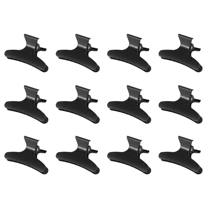 

12 Black Hairdressing Hairdressers Butterfly Hair Claw Salon Section Clip Clasps Clamps Barrettes