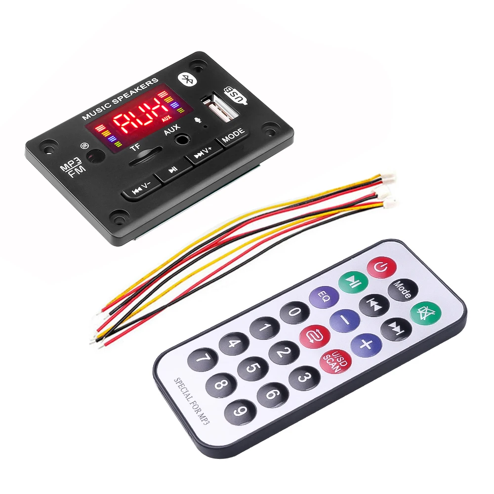 

5V 12V MP3 Decoder Board Bluetooth5.0 Module Car MP3 Player USB FM AUX Radio for Car Support Call Recording with Remote Control