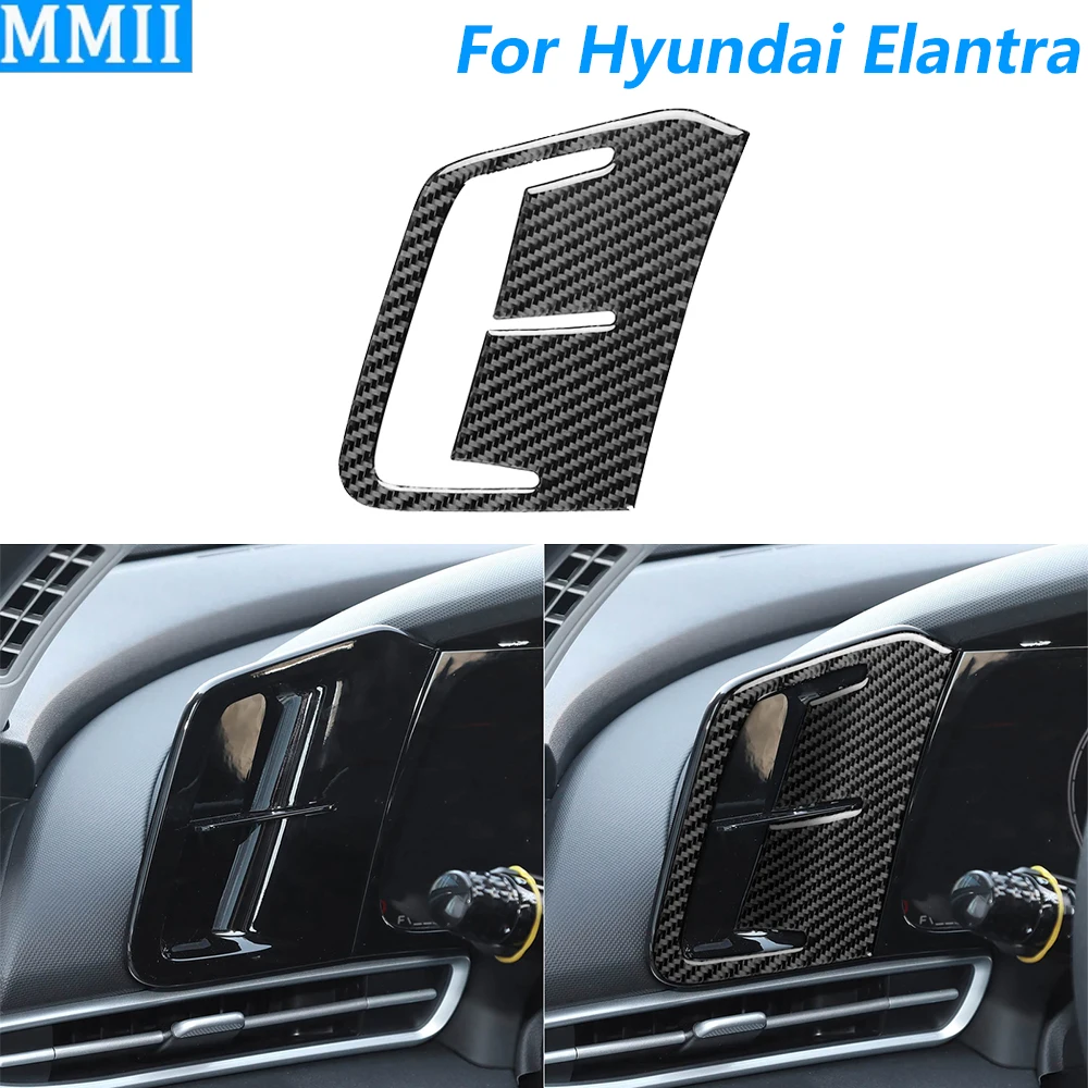 Фото Для Hyundai Elantra CN7 2021-2026: накладка на приборную панель (сторона водителя) из карбонового волокна, аксессуар для автомобиля, наклейка №1