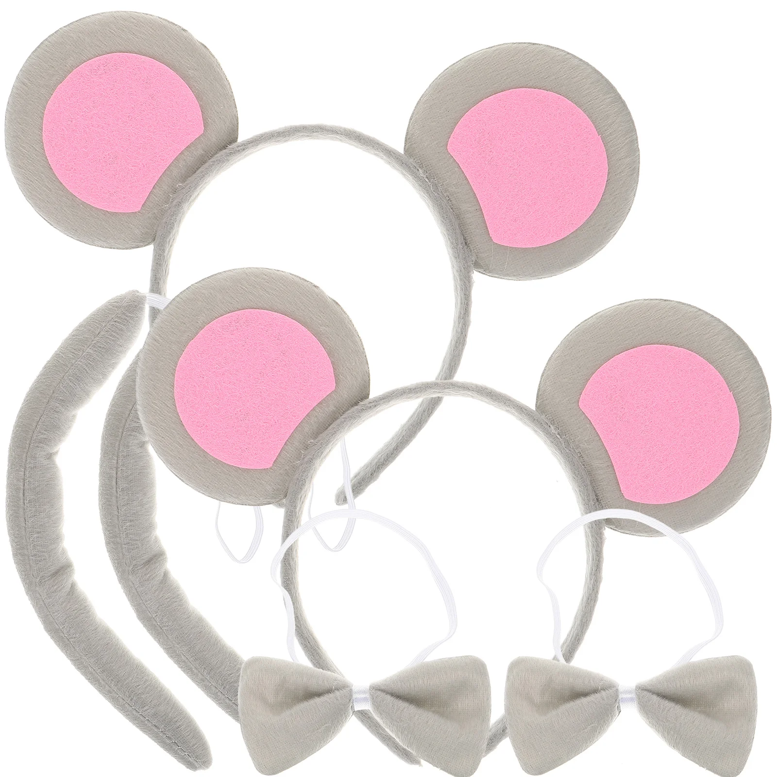 

2 Sets Ears Tail Mouse Costume Headband Kids Halloween Costumes Animal Adult Rat Hair Accessories Party Favors