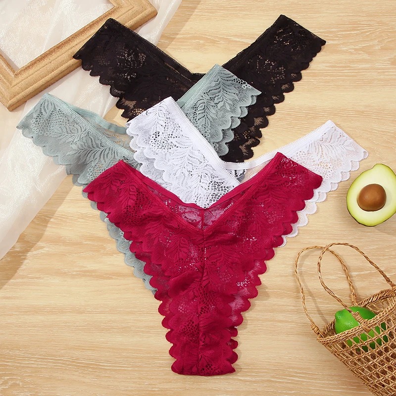 

Женские кружевные трусики-стринги с V-образным вырезом