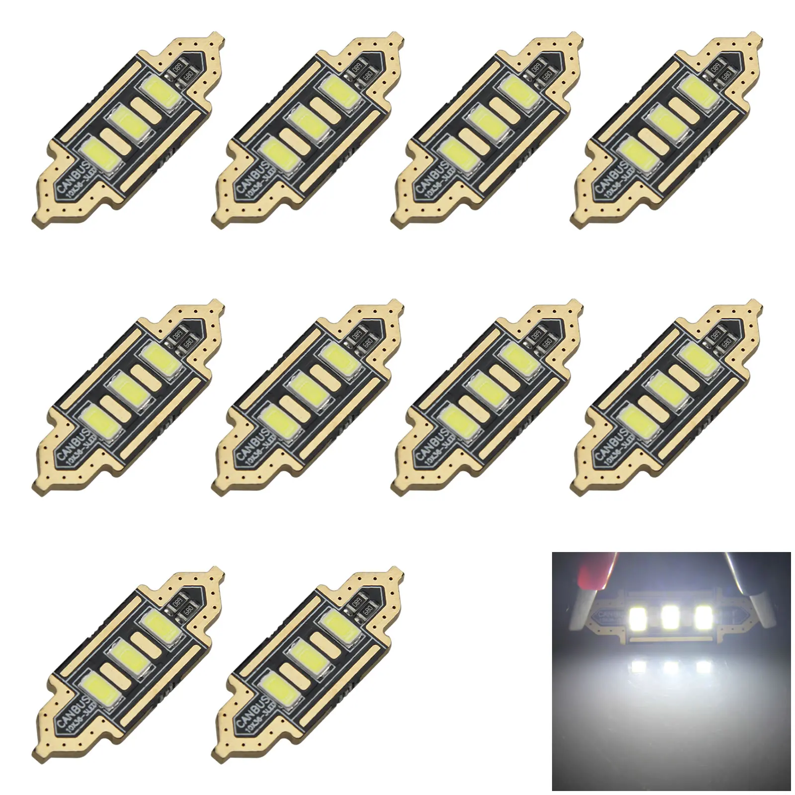 10x Белый RV 36 мм фестон Blub боковая лампа без ошибок 3 5730 SMD СВЕТОДИОДНЫЙ 6418 Z2970
