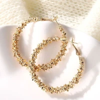luxury gold color silver color hoop earrings for women simple classic loop earring metallic versatile style dance party