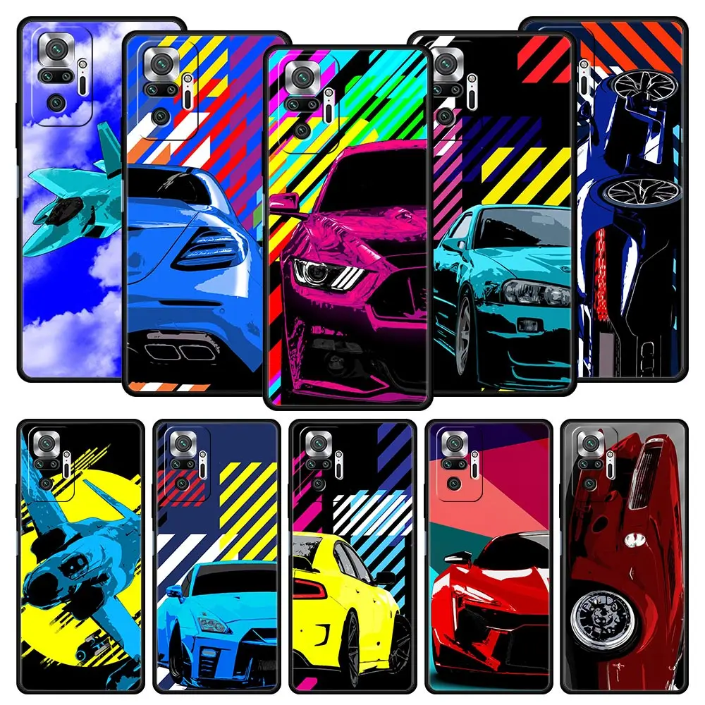 

JDM Sports Car Lamp Aircraft Phone Case For Xiaomi Redmi Note 12 11 10 Pro Plus 10S 9S 9 9T 8T 9C 9A 8 7 K40 Gaming K50 Cover