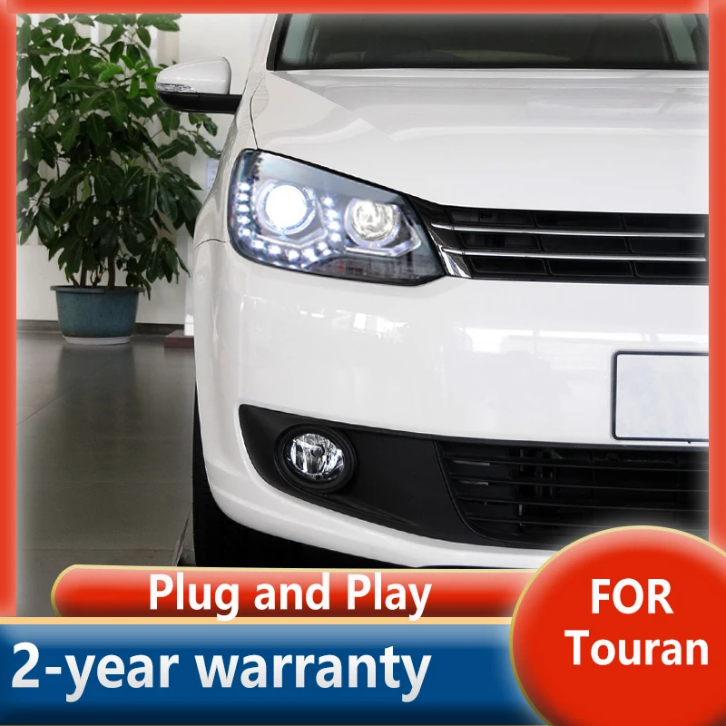 

Car Styling for Touran Headlights 2010-2015 Touran LED Head Lamp Caddy DRL Hid Angel Eye Bi Xenon Beam Accessories