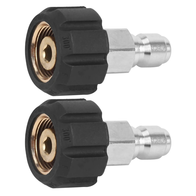 

2X Pressure Washer Twist Connect M22 14Mm X 3/8 Inch Quick Disconnect Plug High Pressure B Fitting, 5000 PSI, TWIS281