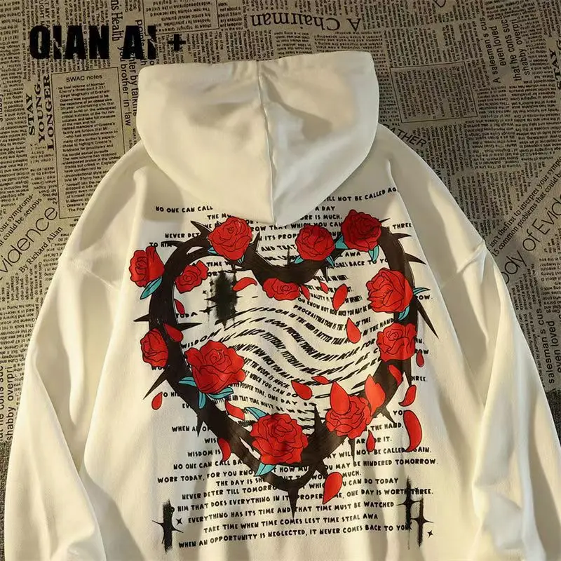 

Женская винтажная Толстовка в стиле хип-хоп, с принтом роз