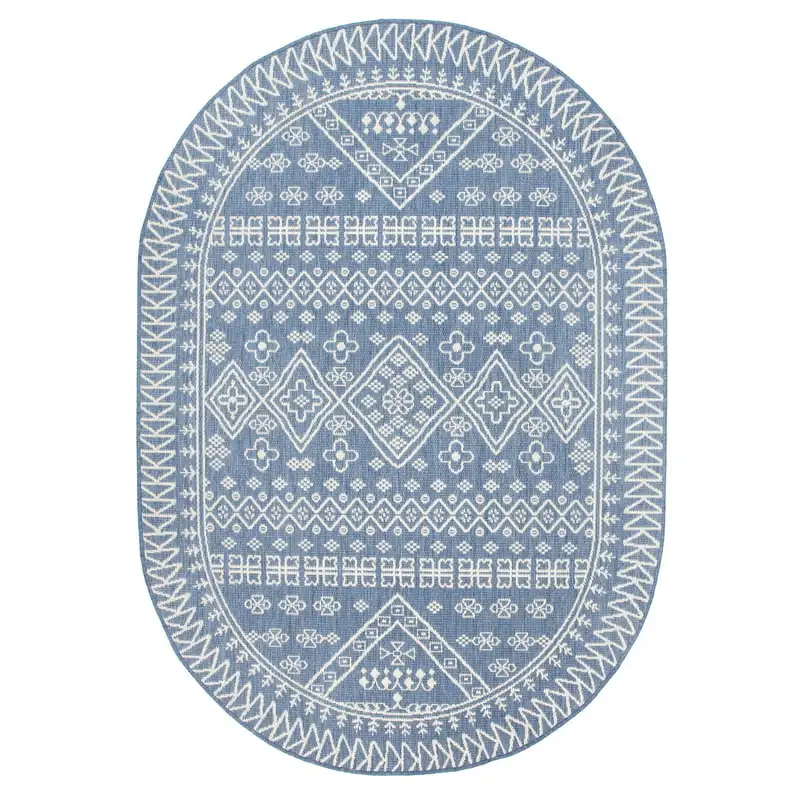 

Tribal Indoor/Outdoor Area Rug, 6` x 9`, Blue