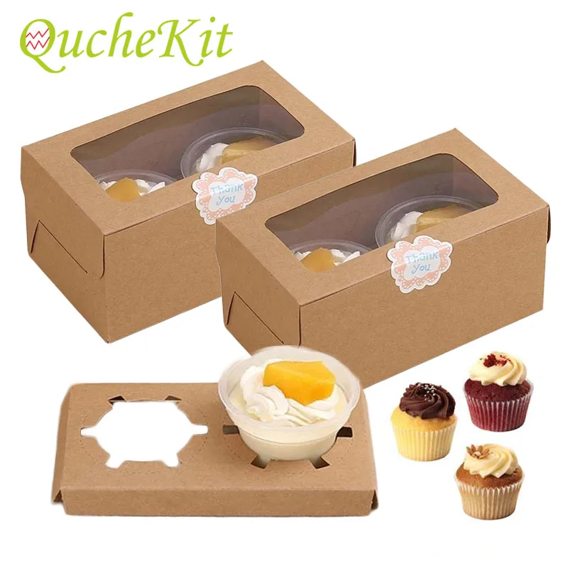 Scatole per Muffin da 10 pezzi e confezione scatola per Cupcake in carta Kraft Dessert budino confezione regalo confezione regalo forniture per la cottura della festa nuziale