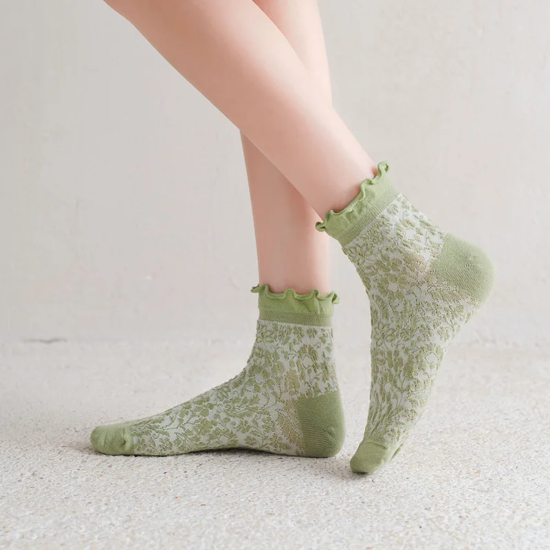 Fungus edge boat socks Japanese twist solid color short women's cotton socks