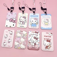 kawaii melody kuromi kitty student bus cards cases anime cartoon credit id bank card holder shell neck care strap pendant gifts