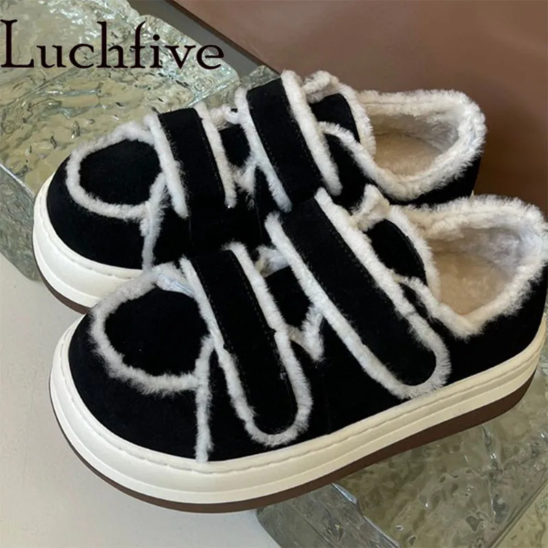 

Женские замшевые туфли на меху, с круглым носком, на толстой подошве