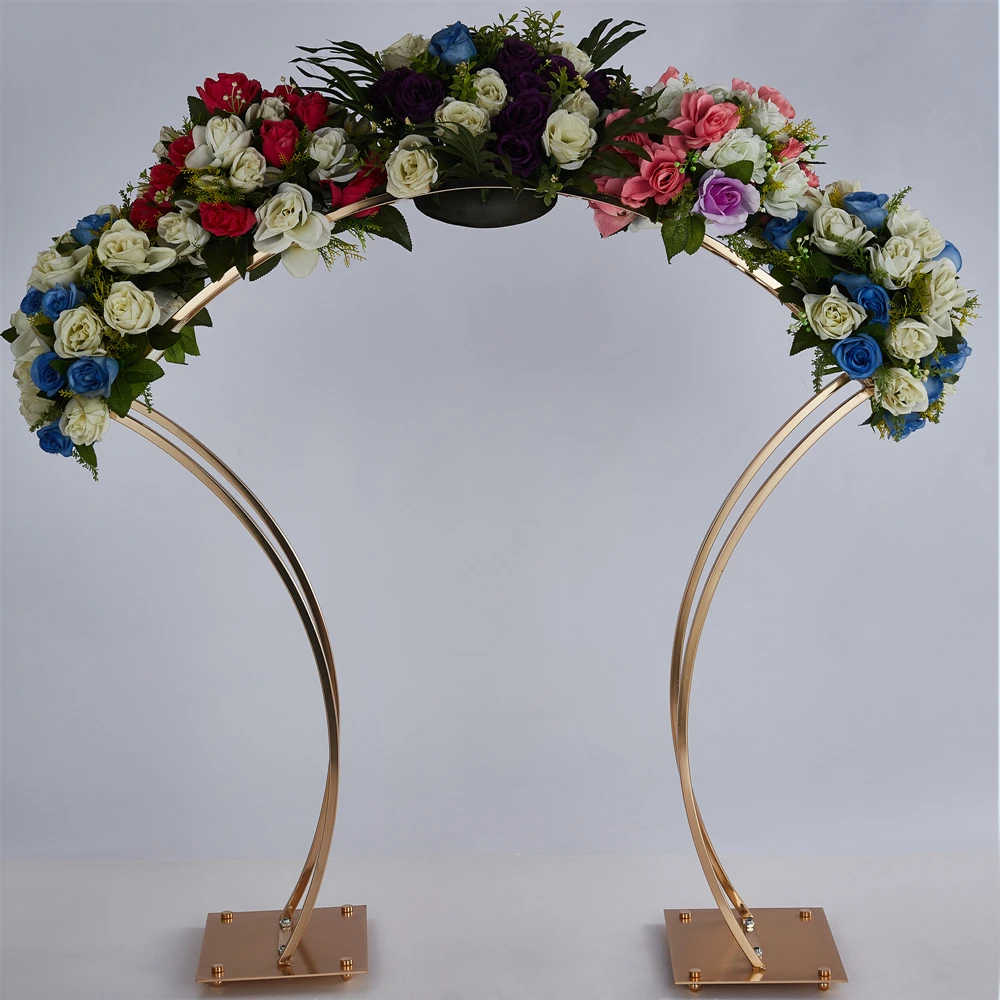 

6PCS New Style Flower Rack Gold Arch Stand Road Lead Wedding Centerpiece Flower Rack For Event Party Decoration
