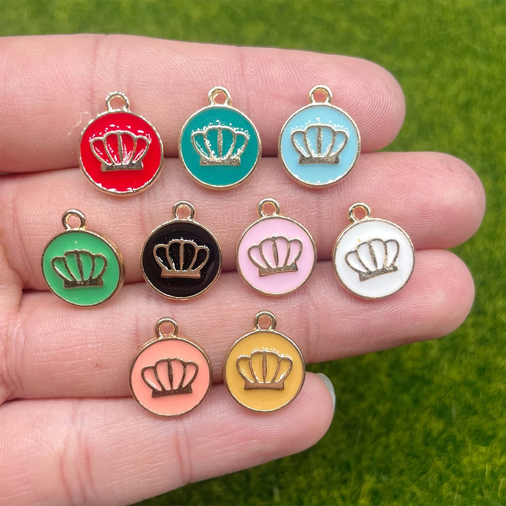 

20Pcs/Lot 12*14MM High Quality Small Crown Double Sided Enamel Pendant Women's Bracelet Necklace Diy Making Gift Fashion Jewelry