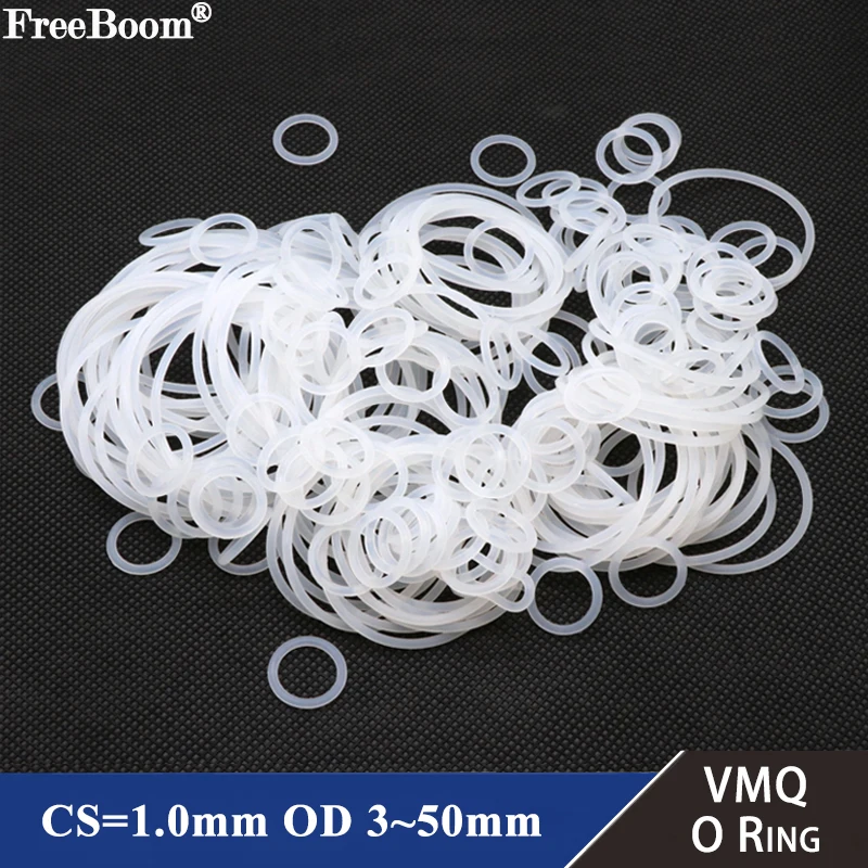 10/50pcs VMQ Silicone O Ring Gasket CS 1mm OD 3 ~ 50mm Food Grade Waterproof Washer Rubber Insulate Round O Shape Seal White