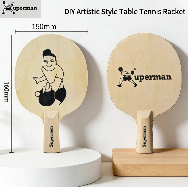 Фото Xuperman Custom DIY Art Table Tennis Racket Blade Paulownia Wood One-Piece No Layering Pattern/LOGO Edition Lightweight For Gift №1