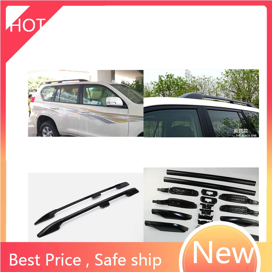 

For Toyota Land Cruiser Prado FJ150 j150 2014 2015 2016 2017 2018 Black Aluminum Alloy Side Bars Cross Rails Roof Rack Luggage