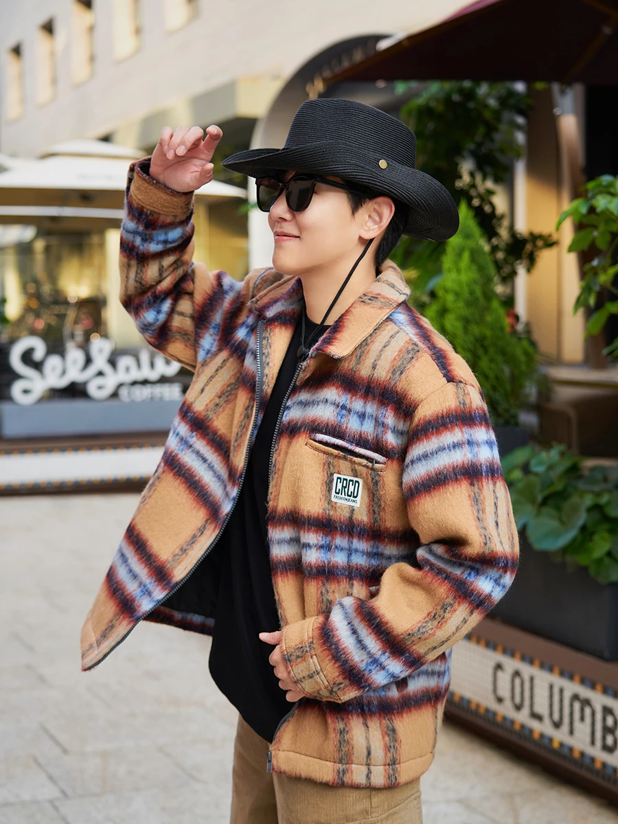 Cookawu2024 Осенне-зимняя цветная клетчатая стеганая хлопковая укороченная куртка на