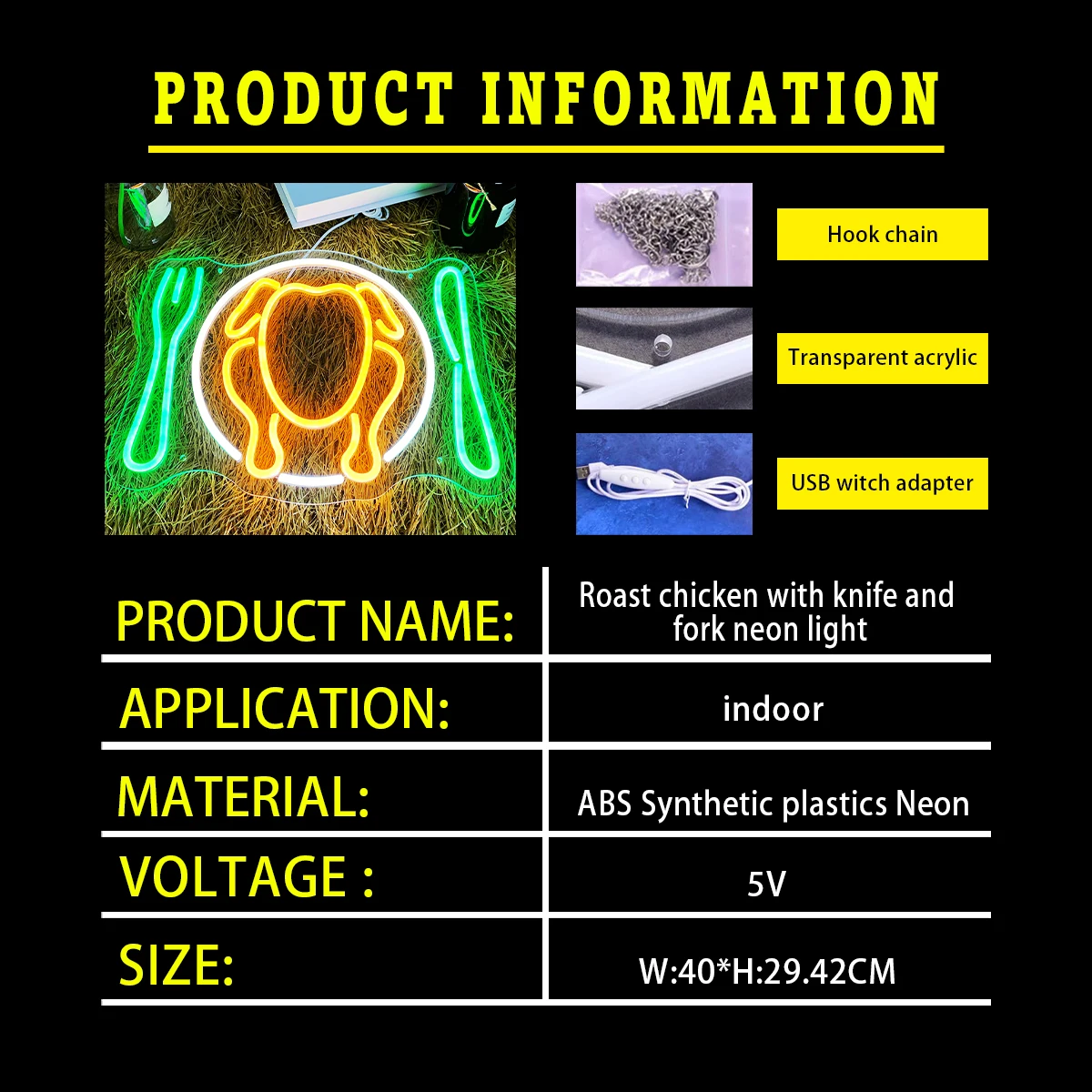 Неоновые огни для Хэллоуина благодарения жареной курицы подходит праздничного