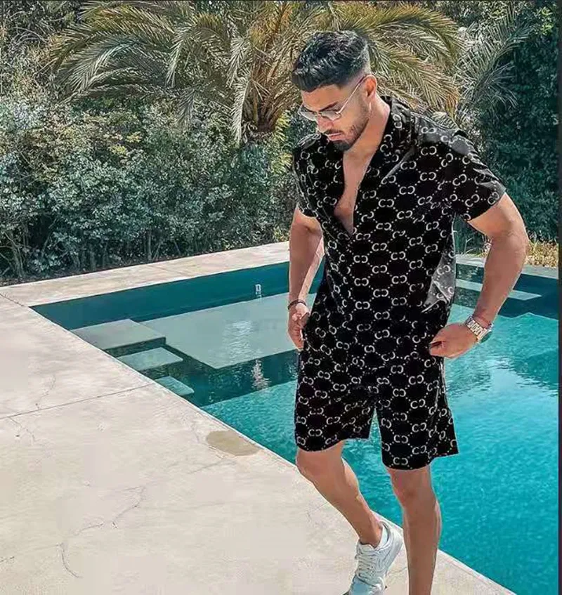 

Summer For Men Suits Short Sleeve Shirt Beach trunks Hawaiian Casual Male Outfit S-3XL Fashionable Men Sports Set