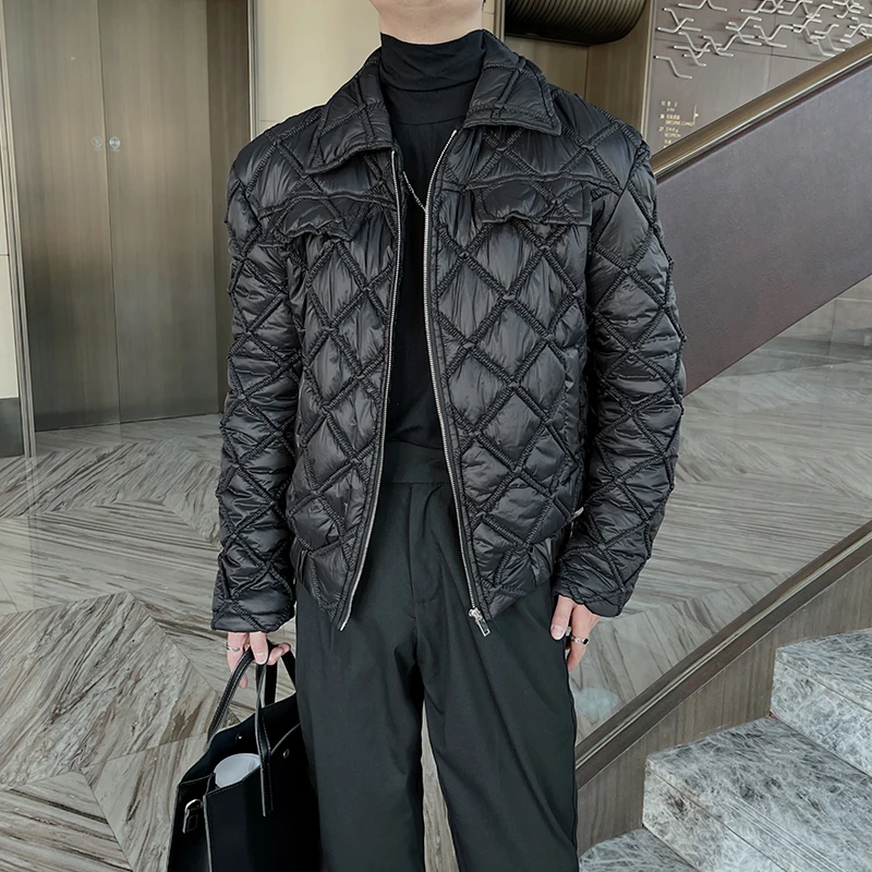 2022 Winter Korean Short Jackets Men Thicken Warm Lapel Zipper Parkas Jacket Fashion Casual Streetwear Oversized Men Clothing