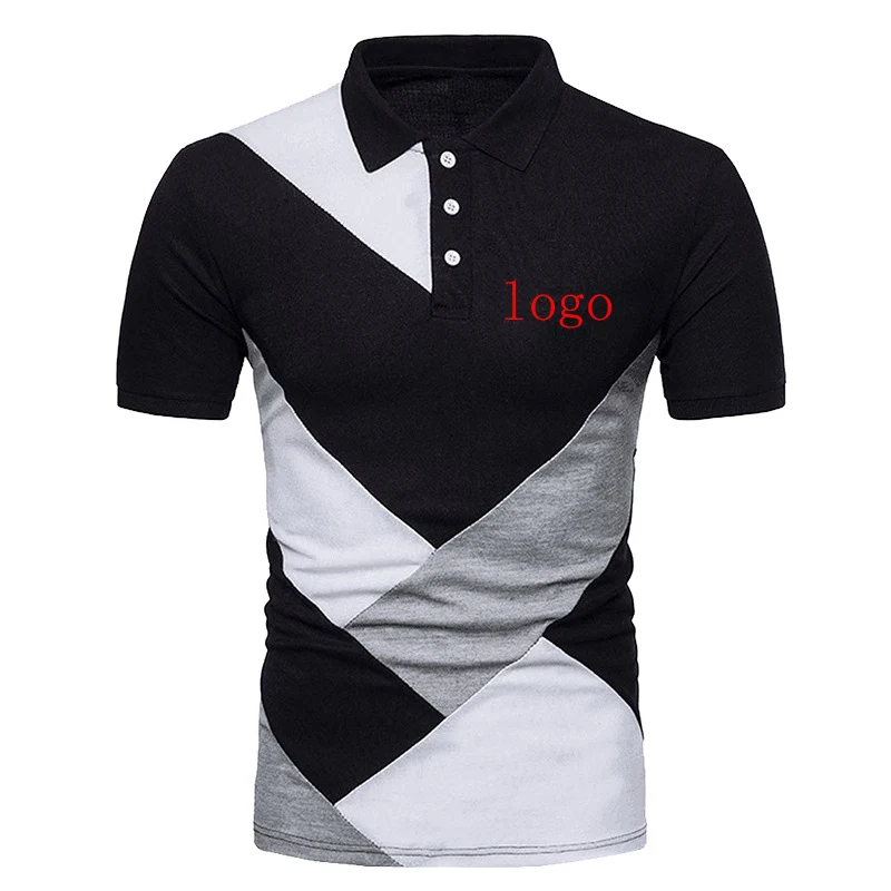 

2022 Logo Custom Made Printed Men's Polo Shirt Summer High Quality Breathable Cotton Trend Splicing Short Sleeve