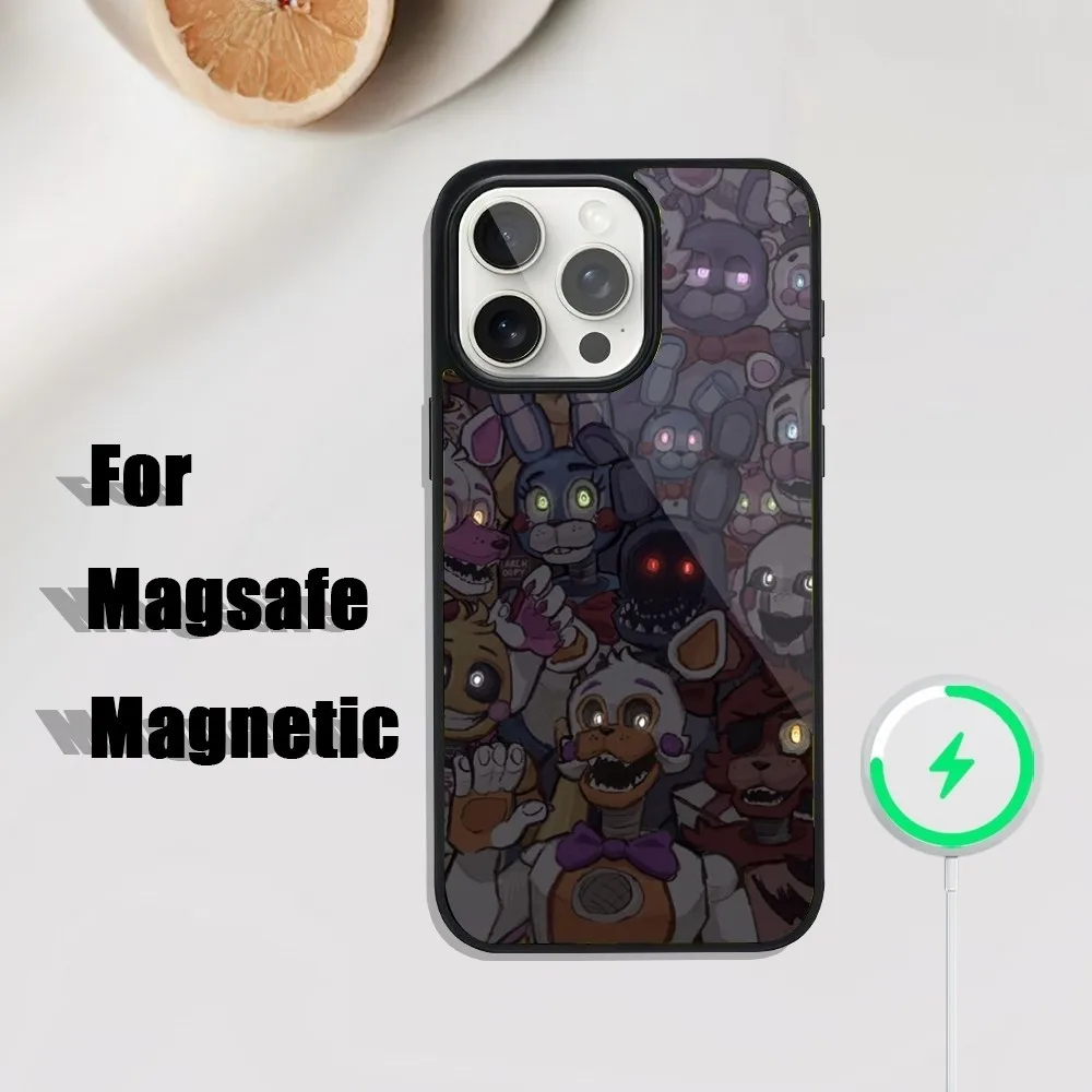 Five-Nights-At-Freddys F-Fnaf Phone Case For iPhone 16 15 14 13 12 11 Plus Pro Max Mini Magsafe Magnetic Wireless Charging