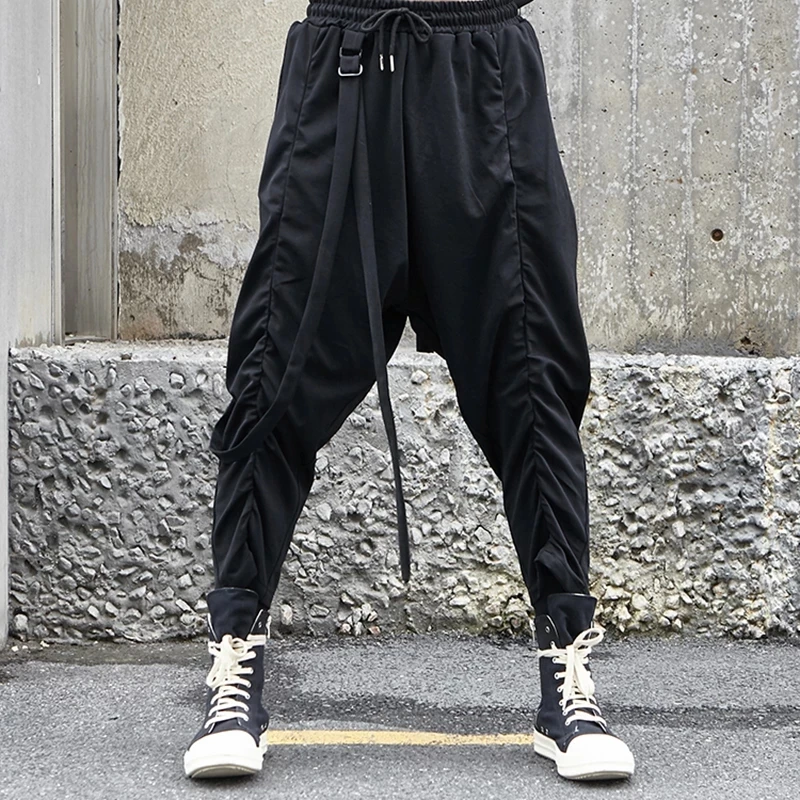 

Men's Loose Pants Original Design Nine Point Pants Trend 2021 New Fashion Streamer Pleated Hairstylist Casual Pants